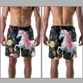 thumbnail image 3 of luoweisi Men's Beach Shorts Quick Dry Swim Trunks with Mesh Lining Unicorn L, 3 of 5