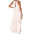 thumbnail image 6 of IUZSOKIL Womens Summer Boho Halter Maxi Dresses 2024 Casual Built in Bra Dress Sleeveless Pleated Tiered Flowy Beach Vacation Long Dress Beige L, 6 of 6