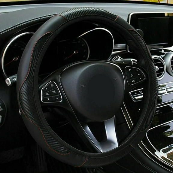 Microfiber Leather Car Steering Wheel Cover - 15 Inch Universal Fit for 14.5-15.5” Wheels, Anti-Slip & Luxury Grip for Safer Driving