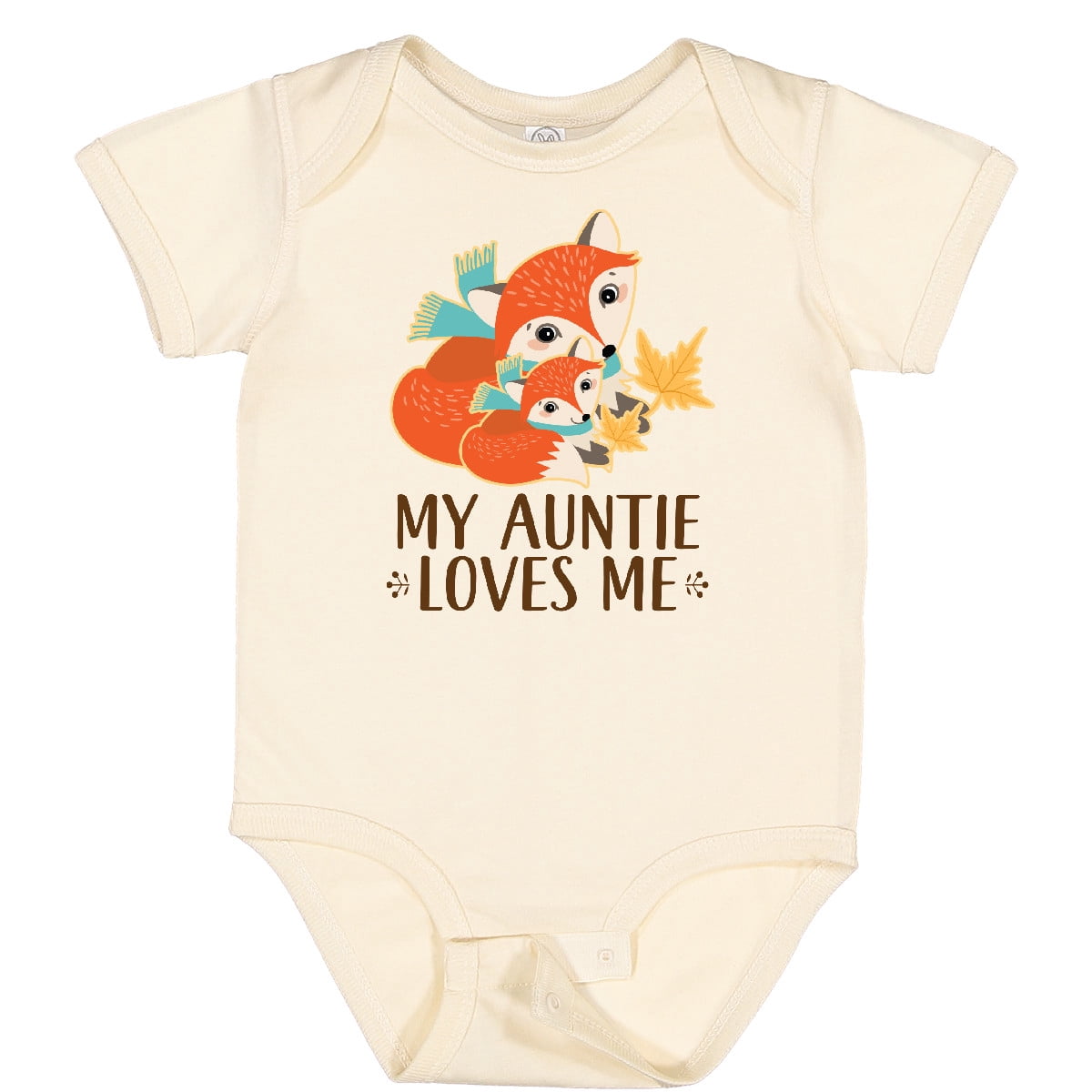 Inktastic Auntie Loves Me Woodland Fox Boys or Girls Baby Bodysuit