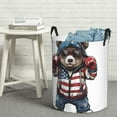thumbnail image 6 of Easygdp Patriotic Boxing Bear Art Large Dirty Clothes Hamper, Lightweight Storage Basket, Household Laundry Bag with Handle-, 6 of 6