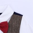 thumbnail image 5 of Tao Tao Baby Boys Tuxedo Romper Suits Formal Gentleman Plaid Outfit Sets Vest Jumpsuit Shirt Bowtie Infant Boys Wedding Outfit Coffee 3 Months, 5 of 8