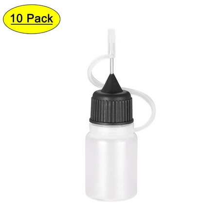 Uxcell Needle Tip Bottle Precision Plastic Applicator 5ml with Black Cap, 10 Count