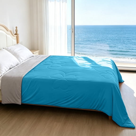 PYROEPLEEA Cooling Blanket Twin Size for Hot Sleepers, Summer Cooling Comforter, Lightweight Breathable Soft Blanket for Night Sweats, Bed Sofa Travel, Clover Blue (60" x 80")