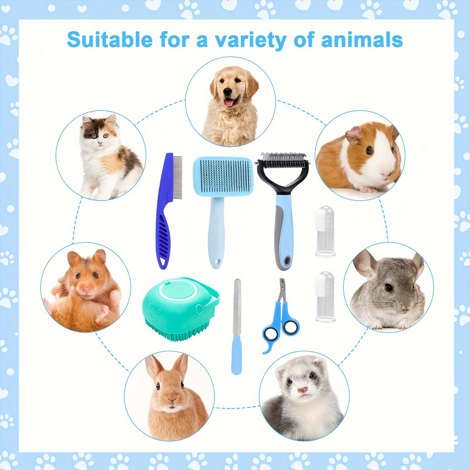 Ljsxfi 7-Piece Pet Grooming Brush Kit for Cats and Dogs photo 5