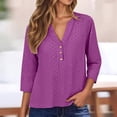 thumbnail image 2 of CONROSES Mothers Day Gift Women's 3/4 Sleeve T-Shirts V Neck Jacquard Loose Fit Summer Tee Blouses for Lady, 2 of 5