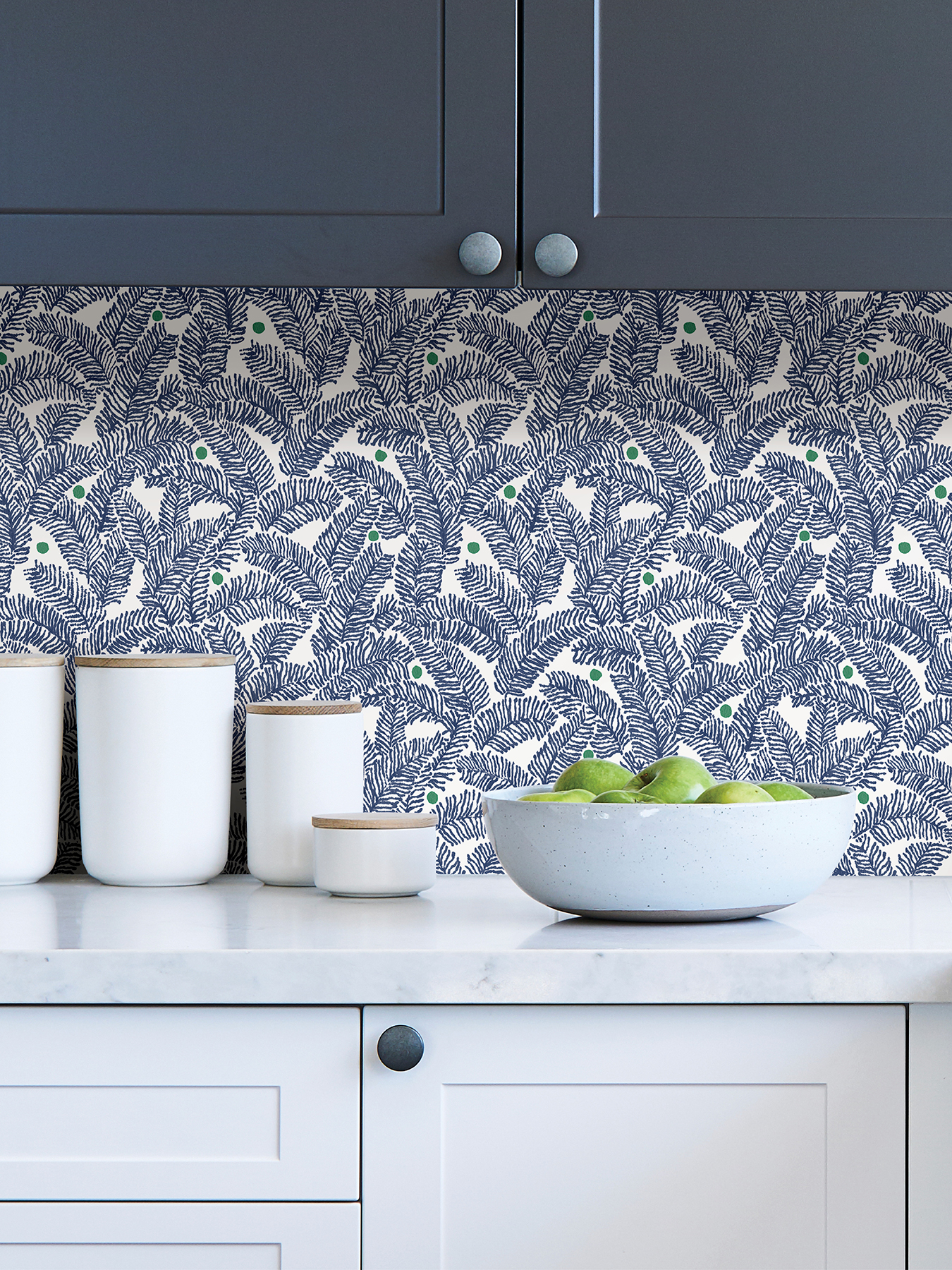 Nuwallpaper Navy Fernanda Peel & Stick Wallpaper