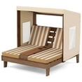 thumbnail image 2 of Costway Kids Double Chaise Lounge Patio Lounge Chair with Cup Holders & Awning Brown, 2 of 10