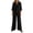 Black, variant on SELONE Matching Sets Women Loungewear Plus Size Button down Outfits Collared Long Sleeve Shirts Wide Leg Long Pants
