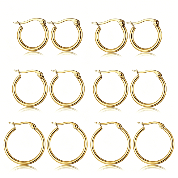 DESIGNICE 4 Pairs Stainless Steel Hoop Earrings Set Cute Huggie Earrings for Women,10MM-20MM