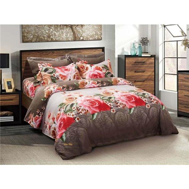 Dolce Mela DM708Q Floral Bedding Duvet Cover Set, Queen Size Rose
