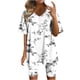 thumbnail image 1 of Blusas para Mujeres Casual Cuello en V Impresión de Manga Corta Blusa Y Pantalones Cortos Dos Piezas Pantalones Conjunto, 1 of 4