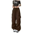 thumbnail image 4 of AherBiu Cargo Pants for Women Baggy Loose Hiking Pants Elastic High Waisted Streetwear Juniors Cargos with Pockets, 4 of 7