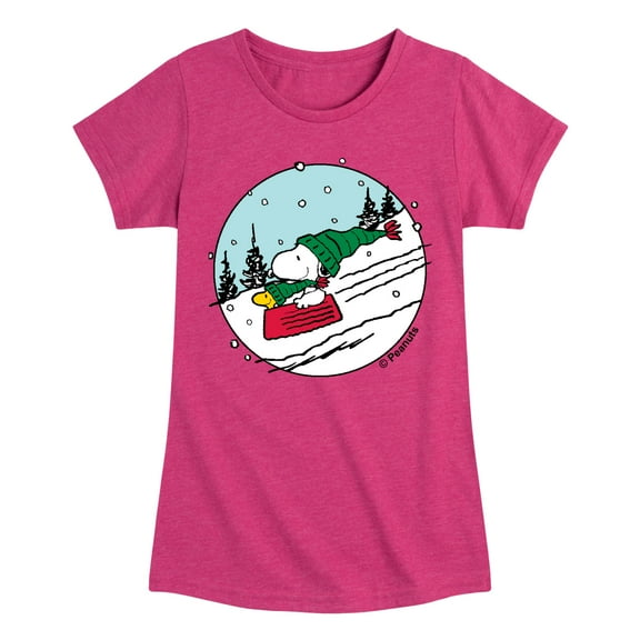 Peanuts - Snoopy Woodstock Sled - Toddler & Youth Girls Short Sleeve Graphic T-Shirt