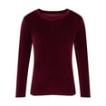 thumbnail image 5 of Lindreshi Long Sleeve Shirts for Women Fashion Women Comfortable Casual Solid Color Long Sleeve Round-Neck Blouses, 5 of 6