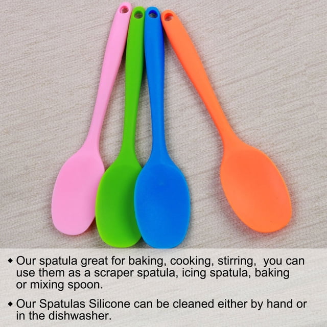 Unique Bargains 4 Pcs Kitchen Cooking Silicone Spatula Heat Resistant Turner Scraper Baking Utensils Orange Blue Pink Green