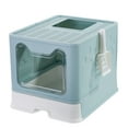 thumbnail image 3 of Vealind Foldable Cat Litter Box with Lid Front Entry & Top Exit XXL Extra Large Space Covered Kitty Litter Boxes Enclosure Toilet (Green), 3 of 7
