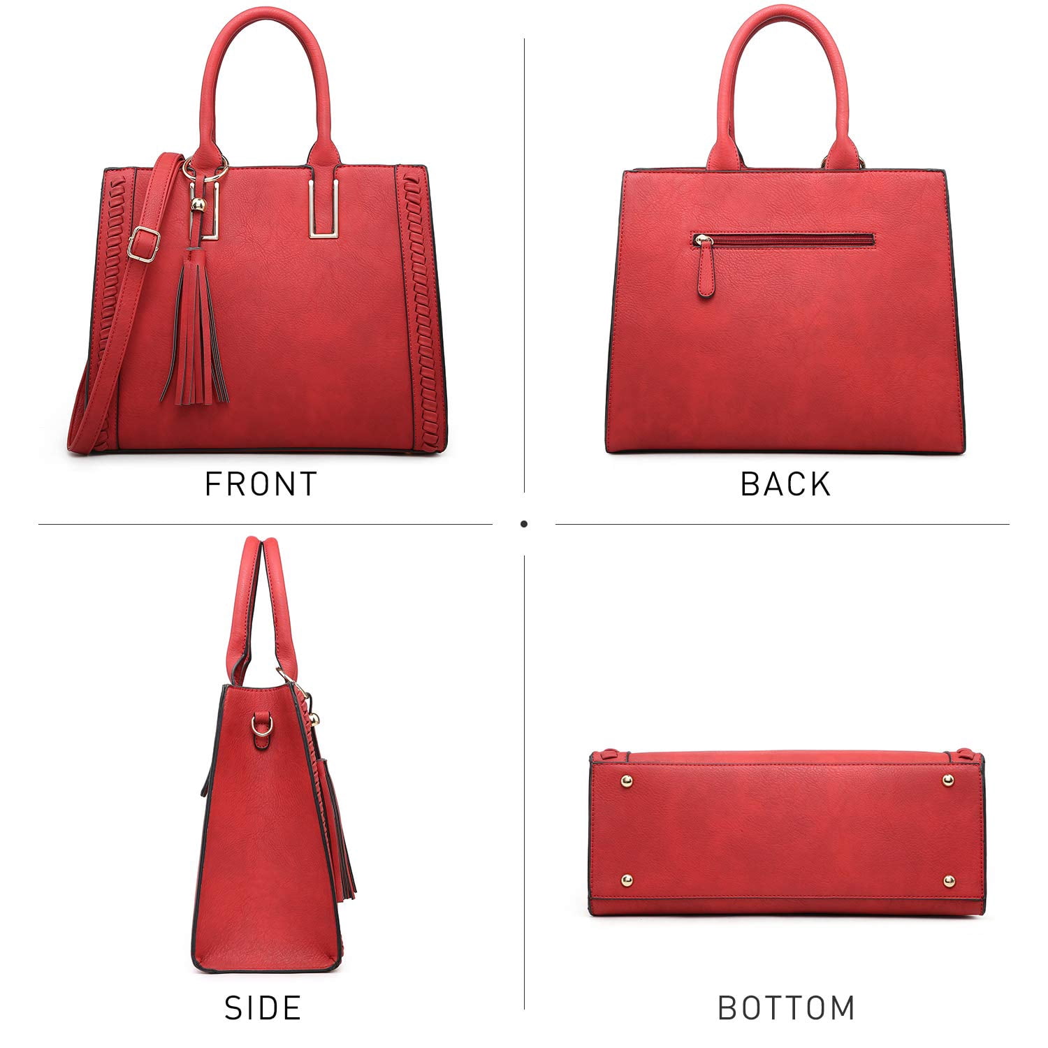 Dasein Women Satchel Handbags Vegan Leather Purses Tassel Shoulder Bags Work Tote for Ladies with Long Strap