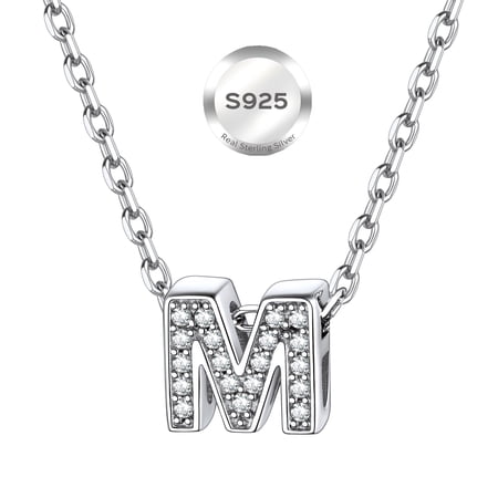 ChicSilver Heart Necklace Sterling Silver Tiny Initial Pendant Choker Necklaces for Women Dainty CZ Letter Name A-Z Capital Necklace Jewelry Gifts for Her