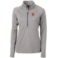thumbnail image 2 of Women's Cutter & Buck Gray Denver Broncos Throwback Logo Adapt Eco Knit Stretch Recycled Half-Zip Pullover Top, 2 of 3