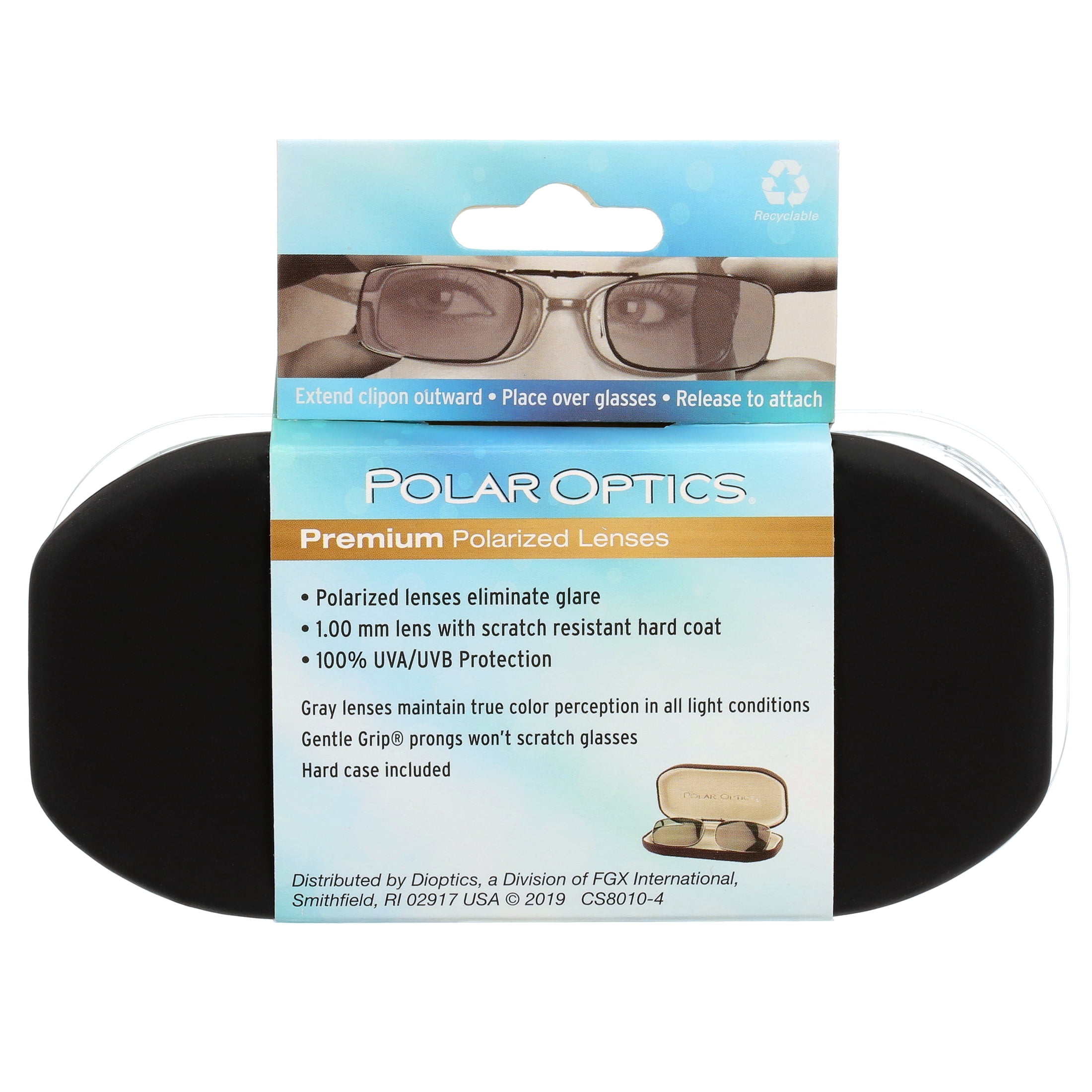 Polar Optics Optical Unisex FlipUps rec 19 GM 54 Clip Ons Sunglasses Gray
