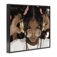 thumbnail image 2 of Stupell Industries Contemporary Trendy Girl with Gold Headphones Black Framed Giclee Art, 14 x 11, by Franklyn Gregory, 2 of 8