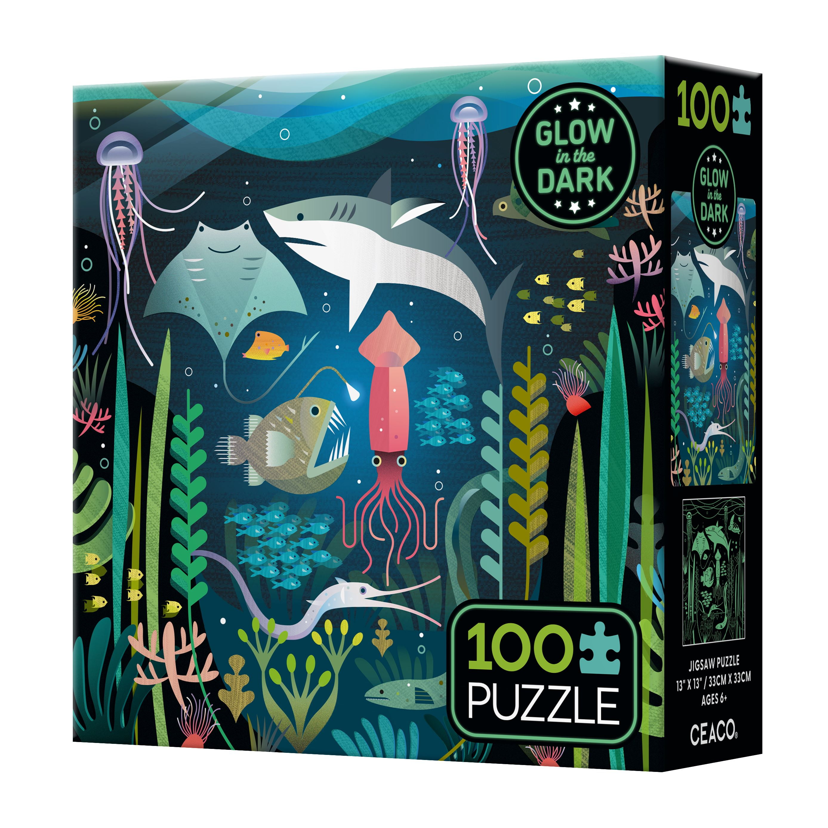 Ceaco Kids Deluxe 100 Piece Ocean Glow Amanda Shufflebotham Interlocking Jigsaw Puzzle