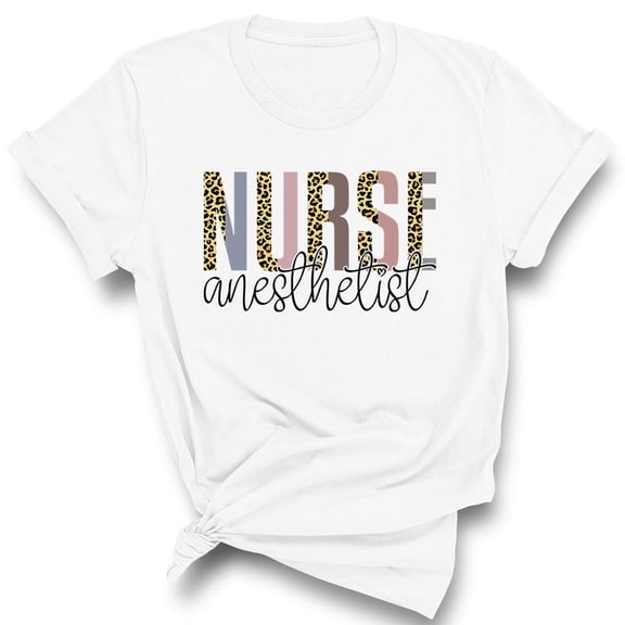 Anesthetist Nurse Leopard Print Shirt Unisex Large White