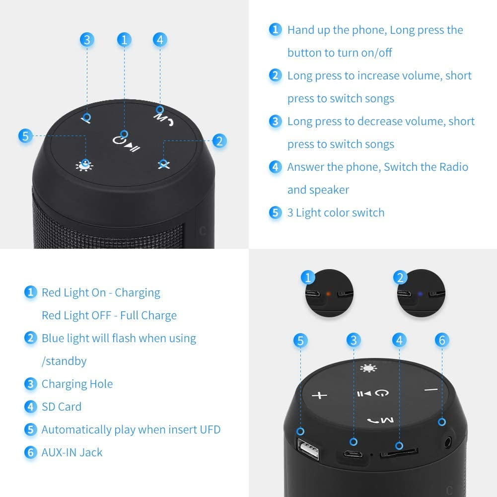 elehot portable stereo speaker