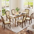 thumbnail image 4 of Costway Dining Chair Set of 4 Upholstered Kitchen Chair with PU Leather & Rubber Wood Frame, 4 of 9