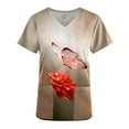 thumbnail image 5 of Snoarin Hauts d'Été Grande Taille pour Femmes Chic Décontracté Mode pour Femmes Manches Courtes Col en V Hauts Uniforme de Travail Blouse à Imprimé avec Poche Hauts Uniformes de Travail pour Femmes en Liquidation, 5 of 5