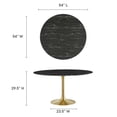 thumbnail image 6 of Modway Lippa 54" Round Artificial Marble Dining Table in Gold Black, 6 of 8