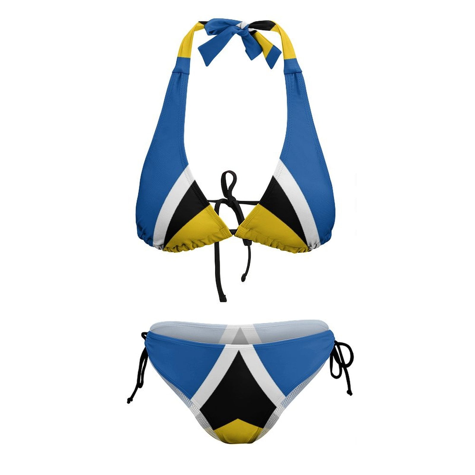 Women's St Lucia Flag Triangle Bikini Set - String Bikini Two-Piece Swimsuit For Beach & Pool