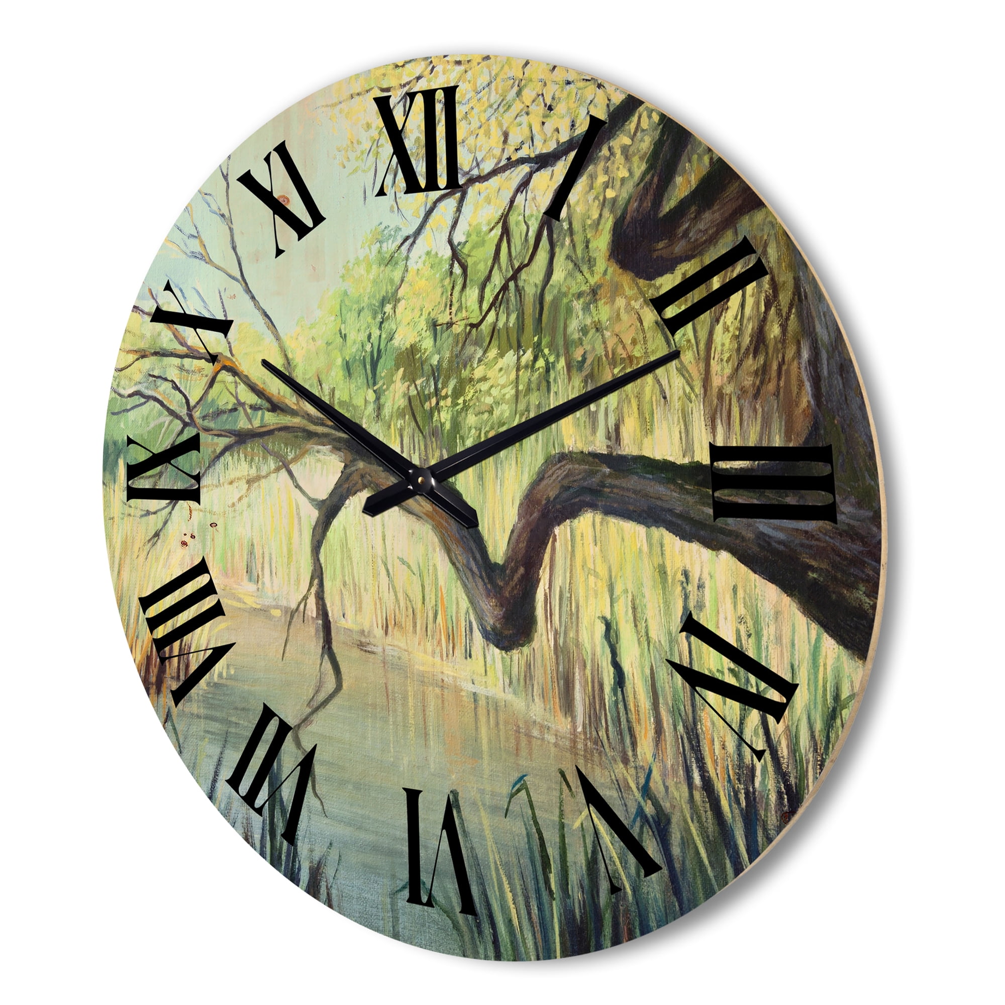 Designart 'The Lake of Silence From The Tree' Lake House Wood Wall Clock