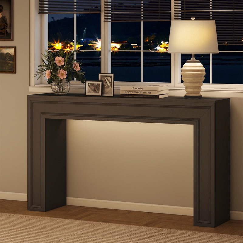 PLAMLE 55 Inch Console Table for Entryway, Narrow Sofa Table Behind Couch with Storage Shelf, Farmhouse Wooden Hallway Table for Living Room, Foyer, Small Spaces