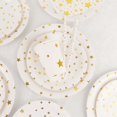 thumbnail image 6 of Efavormart 120 Pcs White/Gold Stars Disposable Party Supplies Kit, Paper Plates Cups Napkins Tableware Combo Pack, 6 of 11