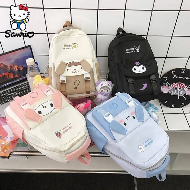 Sanrio-Bolsa de dibujos animados Kuromi Cinnamoroll My Melody para estudiantes, mochila escolar de ocio de alta capacidad, regalos de cumpleaños, novedad
