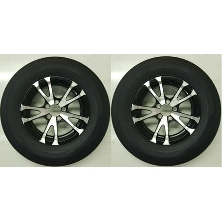 - 2-Pk Radial Trailer Tire Rim ST205/75R15 Load C 5 Lug Aluminum Avalanche Black