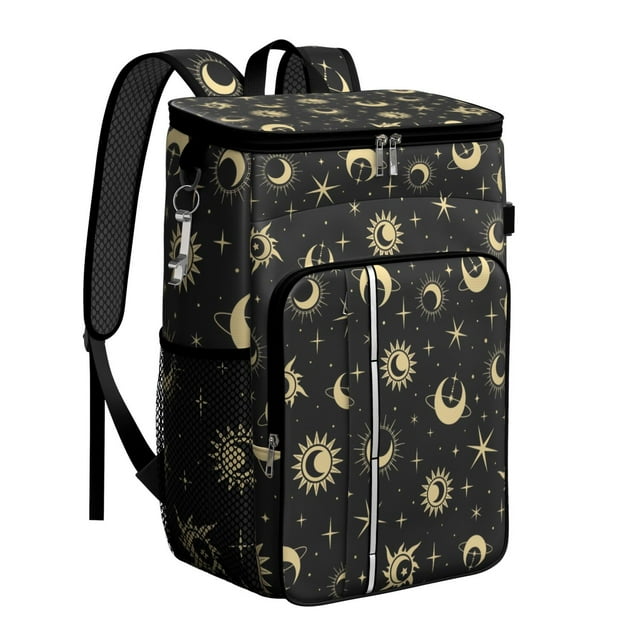 Gothic Solar and Astronomical Pattern Backpack Cooler – Leakproof Insulated Cooler Bag with Moon Phase and Star Map Design