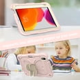 thumbnail image 5 of Allytech iPad Mini 6th Gen Case 2021, Cover for iPad Mini 6 8.3", Built-in Pencil Holder Kidsproof Sturdy Stand Shoulder Strap Non-Slip Linging Silicone Anti-Scratch Butterfly Case, Pink + Beige, 5 of 8