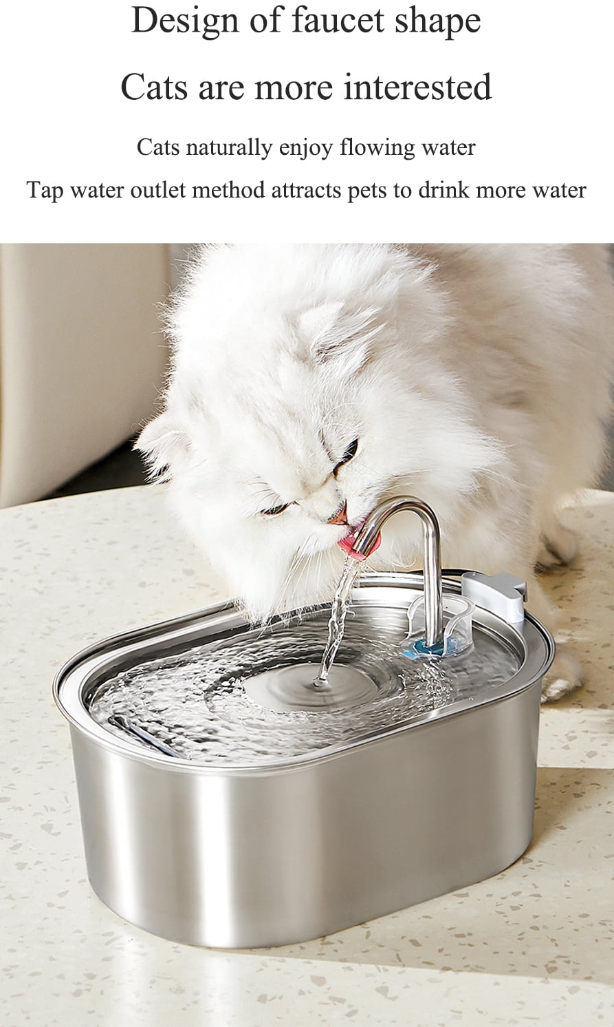 Deeceymbur 3.2l Stainless Steel Pet Fountain for Drinking Automatic Water Dispenser for Cats and Dogs Large Fountains with Filter
