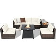 thumbnail image 2 of Costway 7PCS Patio Rattan Furniture Set Fire Pit Table Cover Cushion Off White, 2 of 8