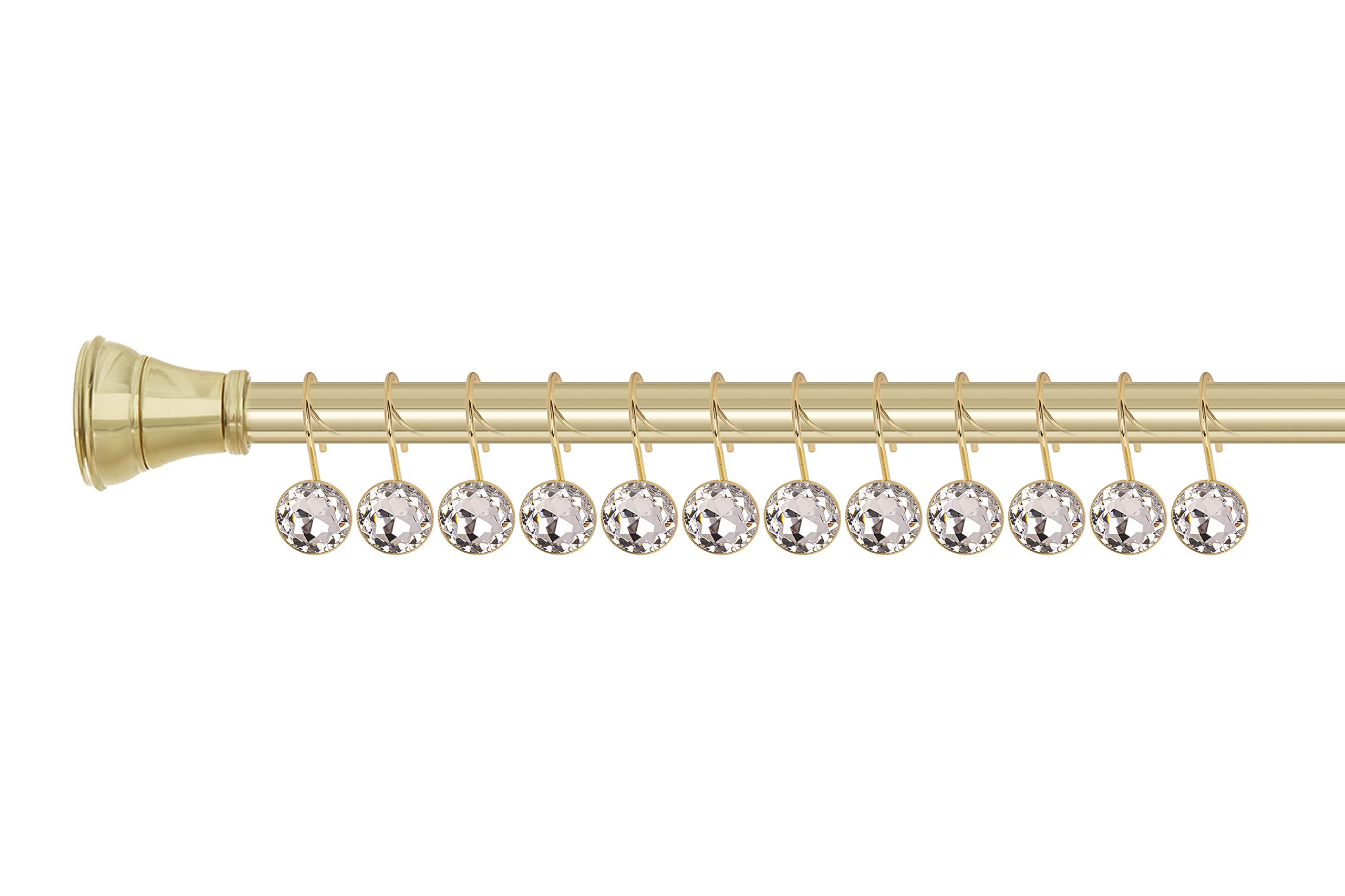 Utopia Alley Shower Hooks - Shower Curtain Rings for Bathroom - Rust Resistant Shower Curtain Hooks for Shower Curtain or Liner - Shower Curtain Rings with Crystal Design - Set of 12, Gold