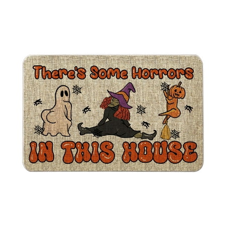 

Halloween Floor Mat Home Entrance Thanksgiving Pumpkin Thick Foot Mat Crystal Velvet Floor Mat