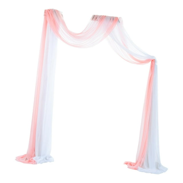 segolike Rideau Résistant aux Plis 6 Yards 70x550cm Panneau de Fond de Fête Arbor 1 Blanc 1 Pêche Rose