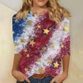 thumbnail image 2 of Summer Cleans 3/4 Sleeve Tops For Women Scooped Neck Sequined Tee Shirts Pullover Sweater Blouses Independence Day Patriotic T-Shirts Vintage Causal Tunics Tees Beach Vacation Clothes, 2 of 5