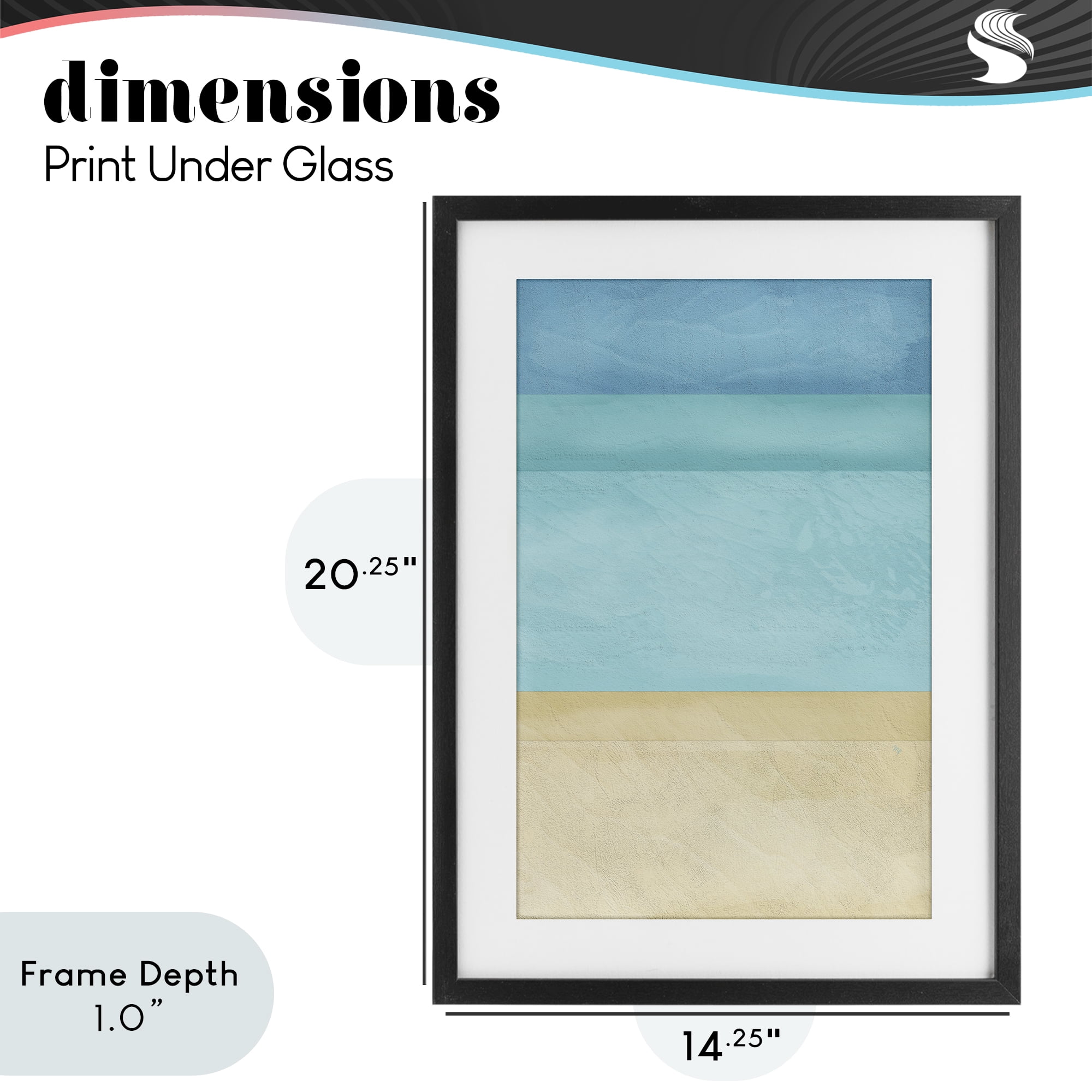 Stupell Industries Abstract Beach Coastal Color Block Black Framed Print Under Glass, design by Martina Pavlova