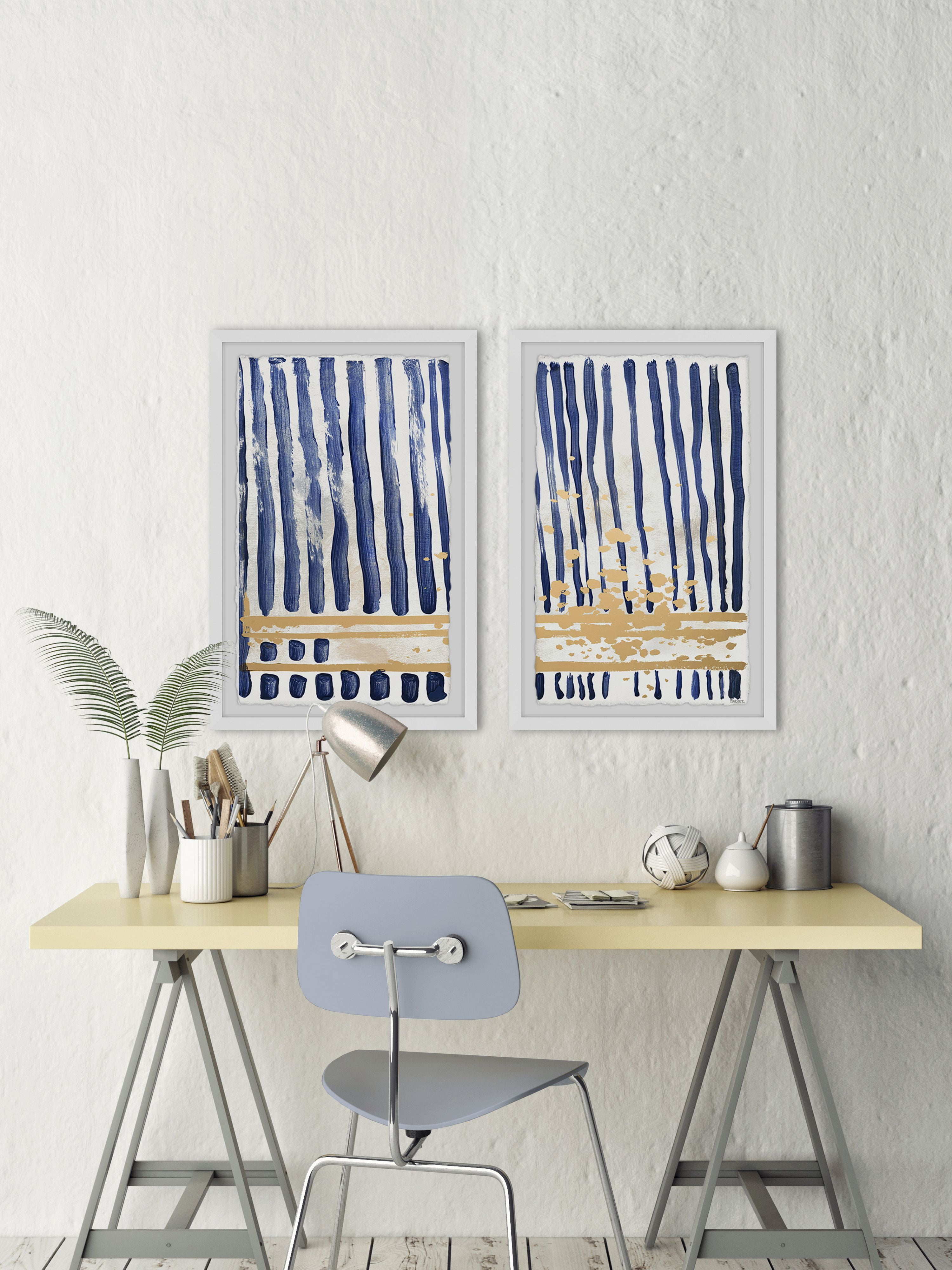 Blue Verticals Diptych