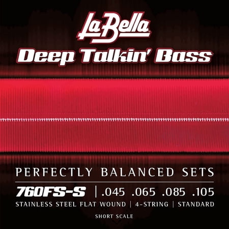 La Bella 760FS-S Deep Talkin' Stainless Steel Flat Wound 4-String Bass Strings - Standard, Short Scale