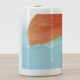 thumbnail image 3 of Wave Ceramic Toothbrush Holder, Image Japanese Far Eastern Nature Sun Ocean and Mountain, Decorative Versatile Countertop for Bathroom, 4.5" X 2.7", Vermilion Seafoam, 3 of 4